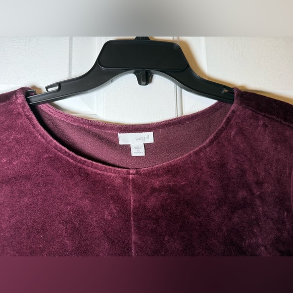 J Jill Pure Jill Collection Burgundy Velour Shift Dress 2x Plus Pima Cotton Soft - Picture 2 of 8